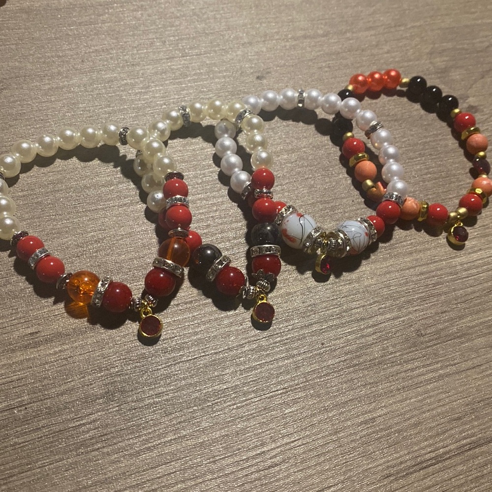 July Ruby Birthstone Handmade Beaded Bracelet
